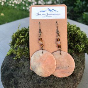 Clay Circle Earrings with Soft Earth Tones